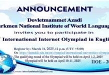 Iňlis dilinden halkara internet olimpiadasy geçiriler
