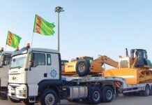 В Lebap Altyn Asyr Türkmen köl gurluşyk поступила новая техника