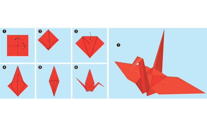 Origami-Instructions-Crane-folding-paper