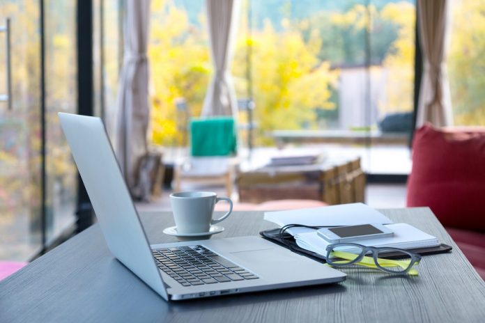 Cozy workplace of freelance occupation person