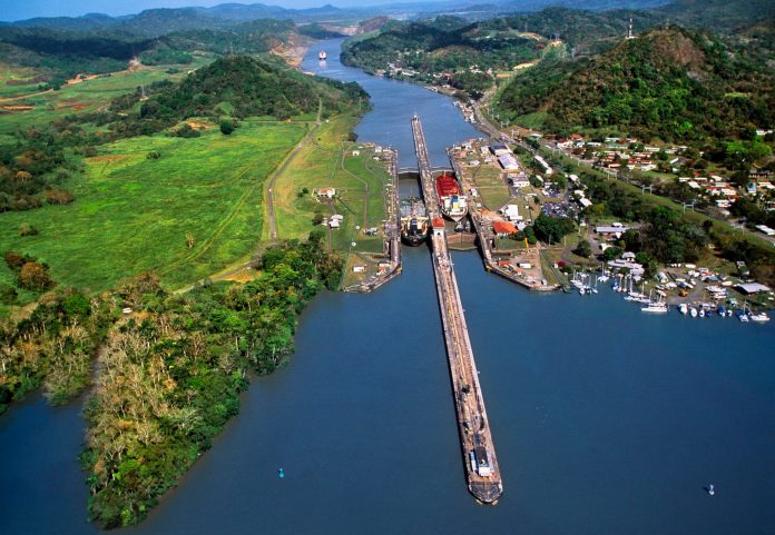 Pedro Miguel locks, Panama Canal, Panama, Central America, Latin America.