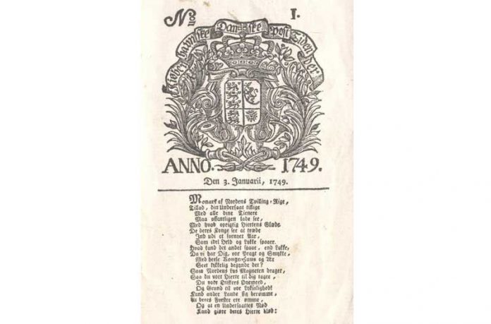 Berlingske-tidende-1749-side1-first-issue-newspaper-gazet-