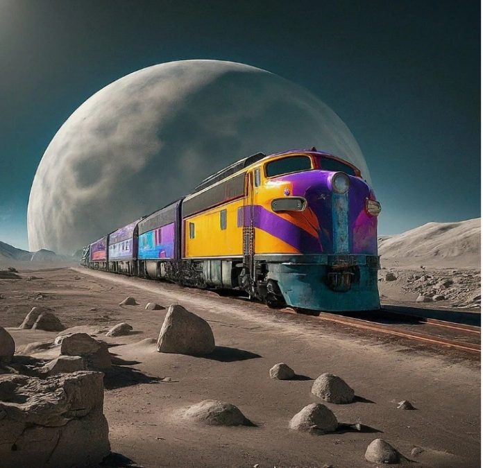 railway on the moon created by gemini ai