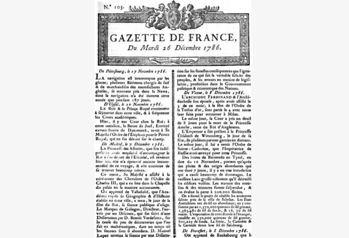 Gazette-de-France-first-french-newspaper-la-gazette-ilkinji-fransuz-jurnaly-zurnaly-magazine-neshir