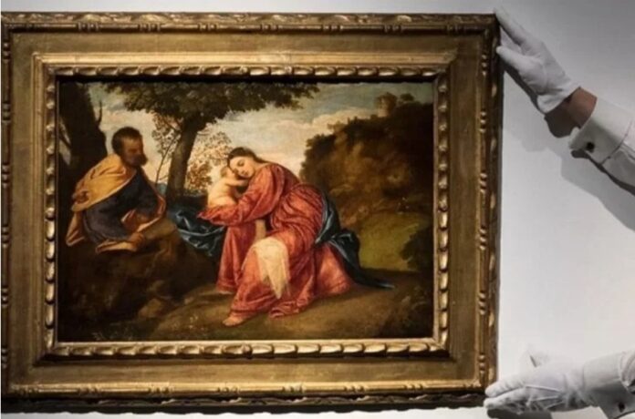 Tiziano Vecellio Titian 16 century Mısıra Kaçışta Dinlenme picture kartina