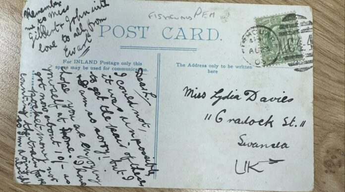 postcard delivered after 121 years