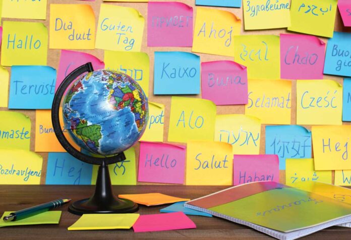 different-languages-on-post-it-notes-different-colors-globe