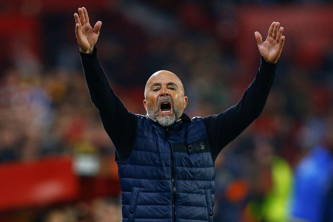 Sevilla, Spain. 09th Mar, 2023. Sevilla FC head coach Jorge Sampaoli during the UEFA Europa League match, Round of 16, 1st leg, between Sevilla FC v Fenerbahce Spor Kulubu played at Ramon Sanchez Pizjuan Stadium on March 9, 2023 in Sevilla, Spain. (Photo