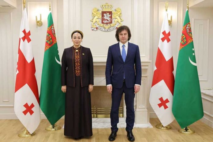 dunyagozel-gulmanova-parliament-turkmenistan-georgia-pm-irakli Kobahidze