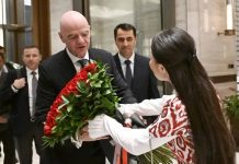 FIFA President Gianni Infantino arrives in Uzbekistan